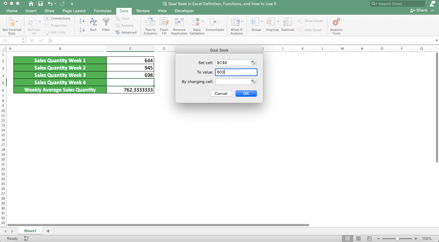 Goal Seek in Excel: Definition, Functions, and How to Use It - Screenshot of Step 4