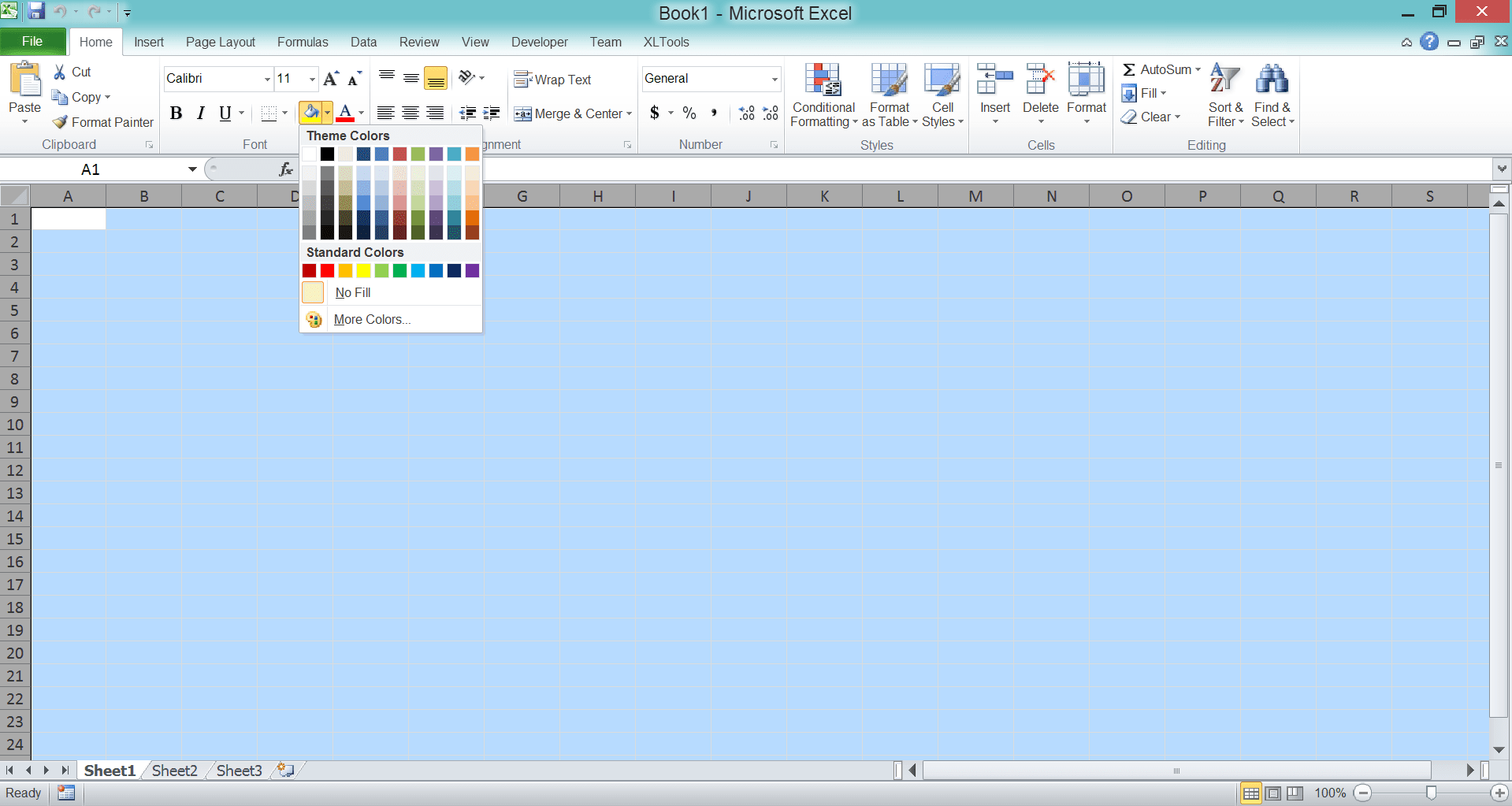 How to Remove Gridlines in Excel - Screenshot of the Changing the Background Color Method, Step 3