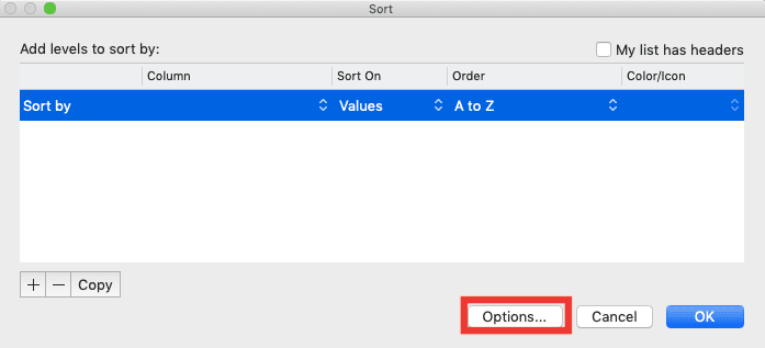 How to Move Columns in Excel - Screenshot of Step 6, Sort Method