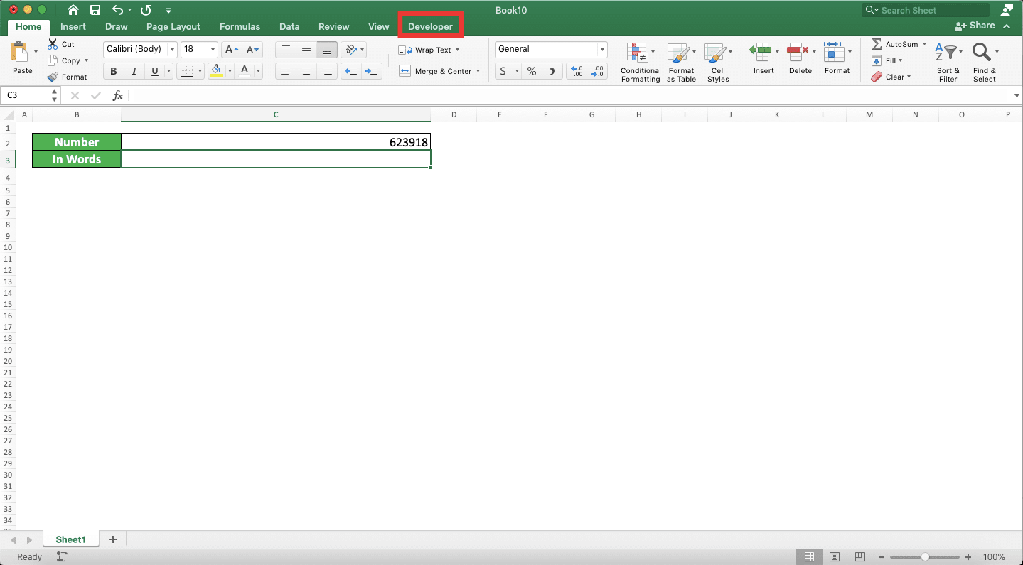 How to Convert Number to Words in Excel - Screenshot of Step 1 to Add the NUMBERTOTEXT Add-In to Excel