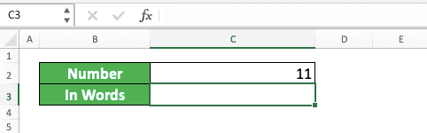 How to Convert Number to Words in Excel - Screenshot of the Number for the VLOOKUP Implementation Example to Convert Number to Words in Excel