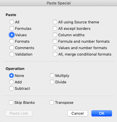 Paste Special Excel - Screenshot of Step 4-2