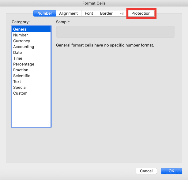 How to Protect Sheets in Excel - Screenshot of How to Manage Cells Protection Settings, Step 3