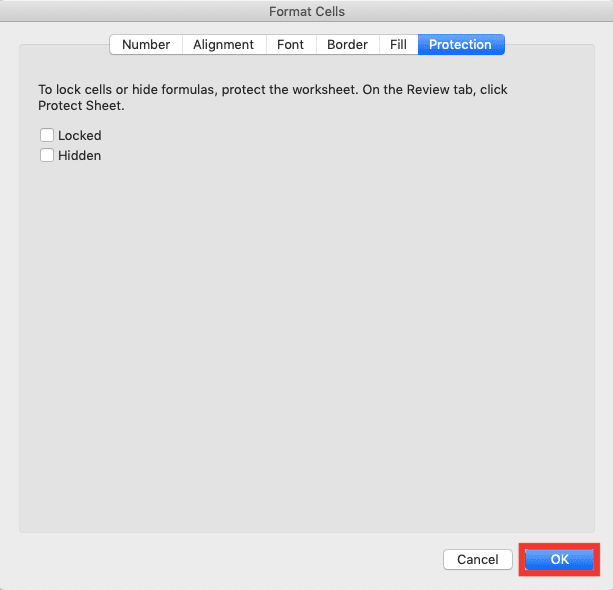 How to Protect Sheets in Excel - Screenshot of How to Manage Cells Protection Settings, Step 5