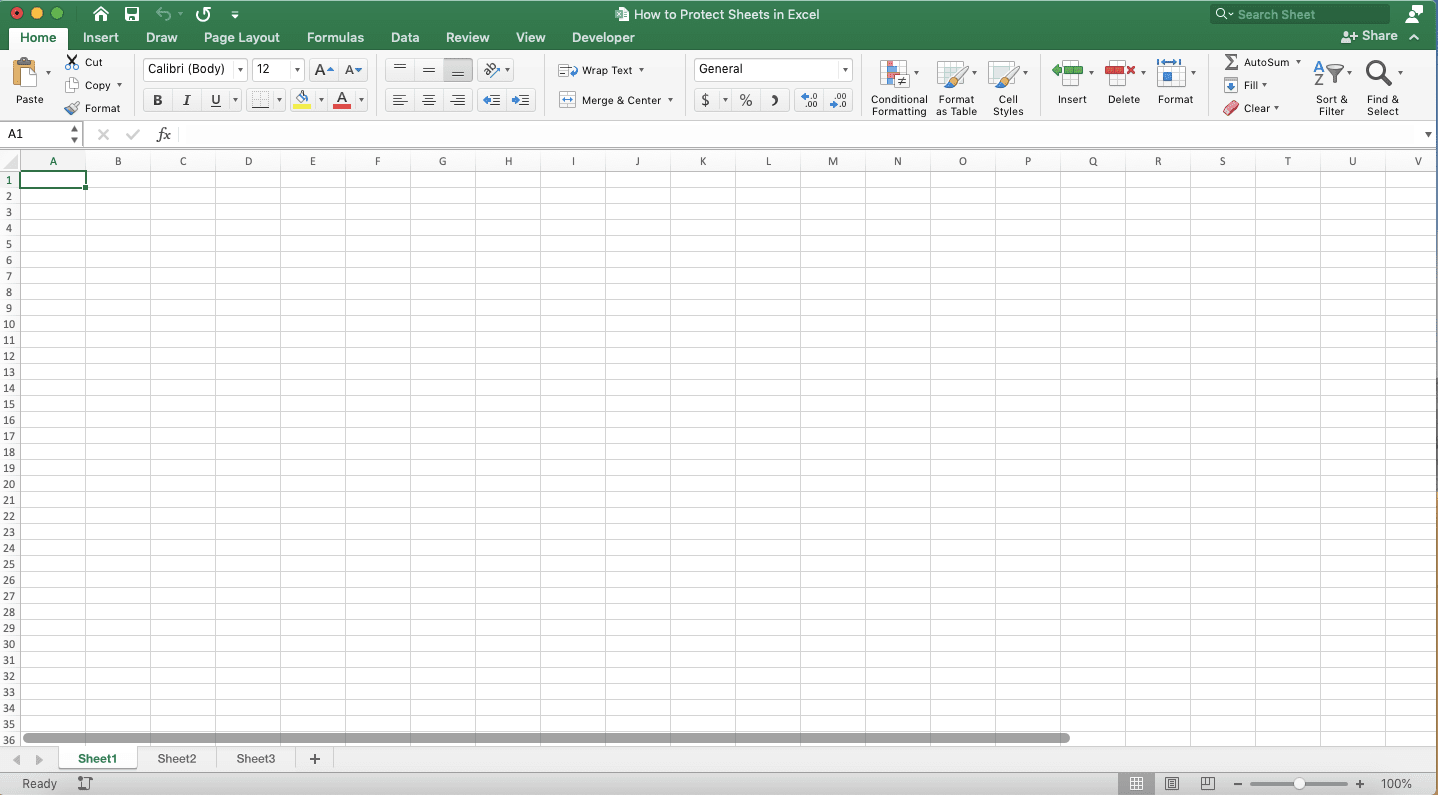 How to Protect Sheets in Excel - Screenshot of How to Protect Sheets with the Format Menu, Step 1