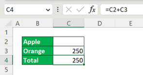 How to Remove #VALUE! Error in Excel - Screenshot of the Implementation Example of a #VALUE Error Example Because of Hidden Spaces in Blank Cells