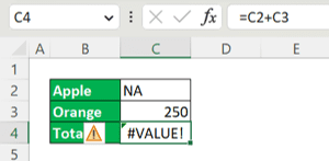 How to Remove #VALUE! Error in Excel - Screenshot of a #VALUE Error Example