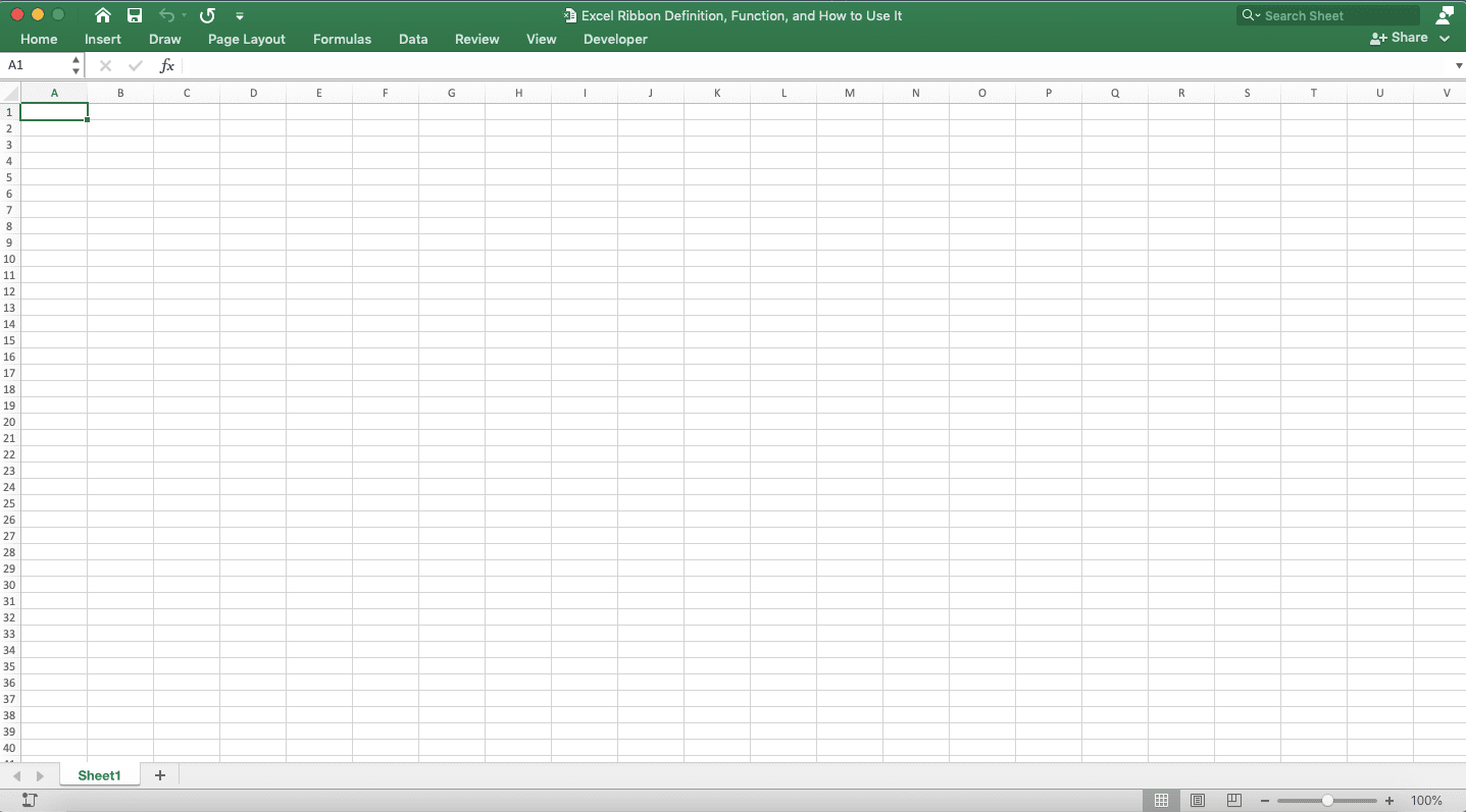 Excel Ribbon; Definition, Function, and How to Use It - Screenshot of the Result from Hiding the Excel Ribbon