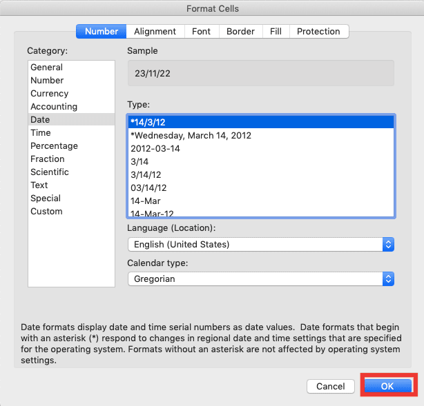 How to Apply a Short Date Format to a Date in Excel - Screenshot of Step 2-5