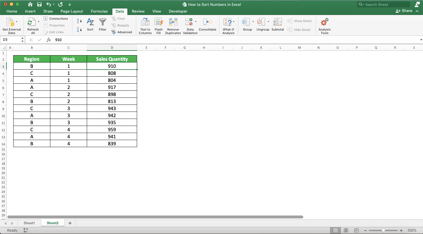How to Sort Numbers in Excel - Screenshot of How to Sort Numbers with a Multi-Level Sorting, Step 8