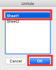 How to Unhide Sheets in Excel - Screenshot of Step 1-3