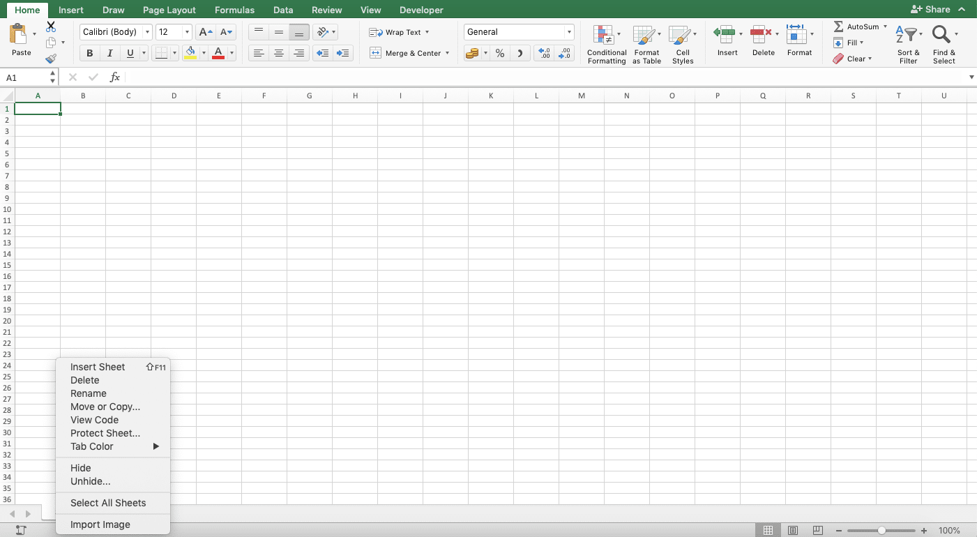 How to Unhide Sheets in Excel - Screenshot of Step 2-1