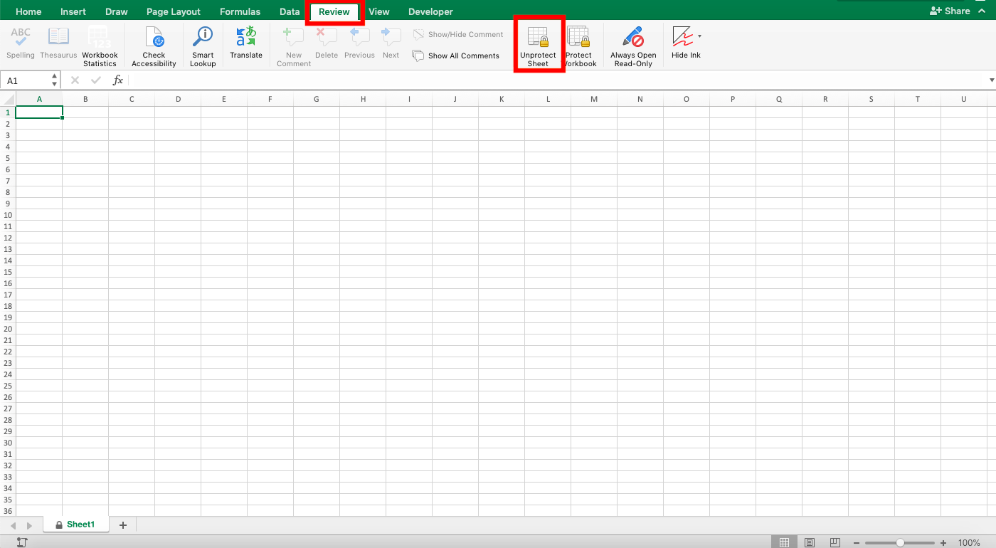 How to Unlock Excel Sheet - Screenshot of Step 2-2