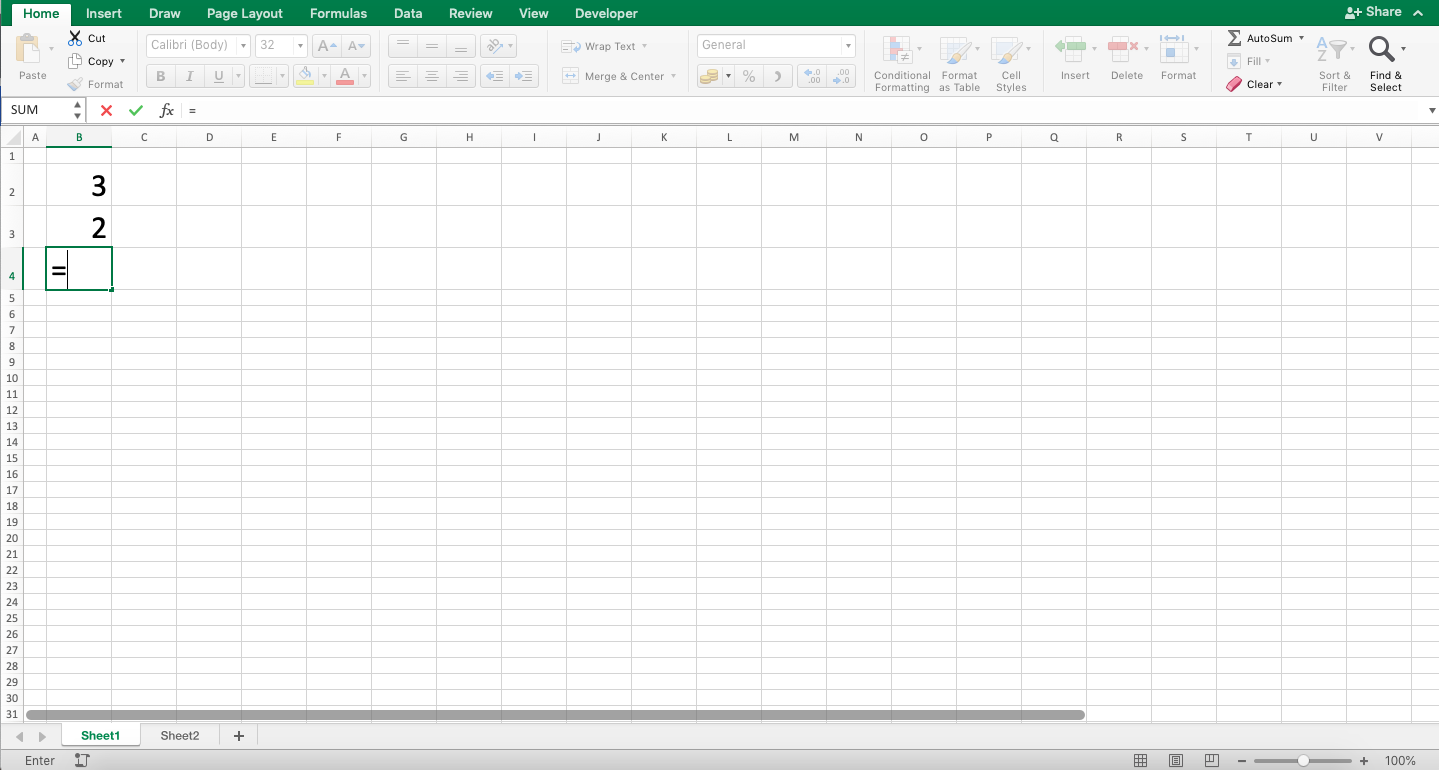 How to Write Excel Formula - Screenshot of Step 1-1